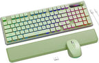 Wireless Keyboard and Mouse Combo - 9 Backlit Effects, Wrist Rest, Double-Shot Keycaps, Metal Panel, Long-Lasting Rechargeable, 2.4G Keyboard Mouse Set for Windows Mac PC Laptop – Sablute (Green) by SABLUTE