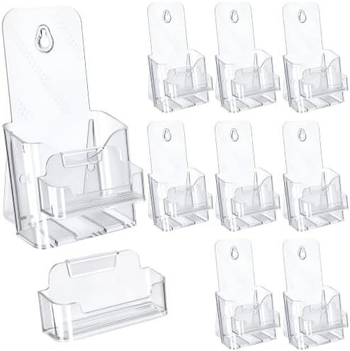 8 Sets Acrylic Brochure Holder with Business Card Wall Mount by Memorywuu