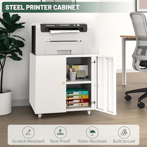 Large Rolling Printer Stand with Storage,Printer Table for Home Office - Image 4