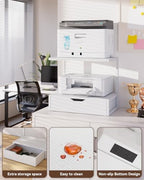 IBUYKE 2 Tier Desktop Printer Stand with Storage Drawer TLJ015W - Image 2