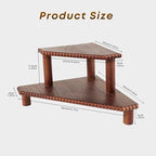 2-Tier Rustic Corner Shelf for Kitchen Counter,Wood Beaded Farmhouse Countertop Organizer with Removable Feet, Stackable Bathroom Vanity & Coffee Bar Decorative Riser Stand(Rustic Walnut) - Image 3