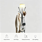 Black Coat Rack Floor Lamp, Metal Standing Lamp with Storage Table, 3 Color Dimmable Tall Lamp with Multi Hooks Coat Rack, Corner Floor Light for Living Room Bedroom Apartment Entryway - Image 5