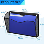 6 Single Pocket Wall File Holder, Mesh Hanging File Folder Paper Organizer, Vertical Wall Mounted Mail Basket, Storage Organization Magazine Rack for Office, Home and School, Black - Image 3