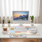 Girlcore Patchwork Desk Mat Set Pink Pastel Plaid Floral Large Mouse Pad with Wrist Rest 4in1 Desk Mat for Desktop Ergonomic Computer Desk Arm Wrist Anti-Slip Computer Mouse Pad Home Office Gaming - Image 6