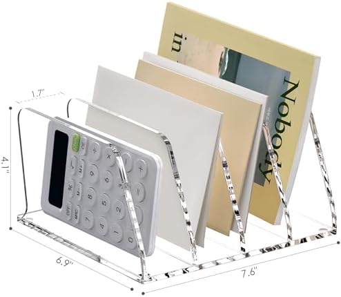 SANRUI Acrylic Desk Mails File Sorter Clear Letter Organizer Holder,4 Slot - Image 2