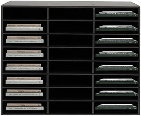 24 Slot Mail Sorter Organizer, Wood Literature Organizer Student Mailbox for Classroom, Desktop File Paper Storage Rack for Office Home School - 29" L×11.9”W×23.5“H (Black, 24-Compartment-B) - Image 3