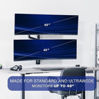 VIVO Pneumatic Arm Dual Ultrawide Monitor Wall Mount for Up to 49 inch Screens, Holds 2 Ultra Wides Up to 33.5 lbs Each, Black, MOUNT-V120K - Image 2