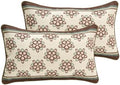 ISAENNE Vintage Linen Rectangle Throw Pillow Cover,Set of 2,20"x12"-Brune D by Isaennehomedecoration
