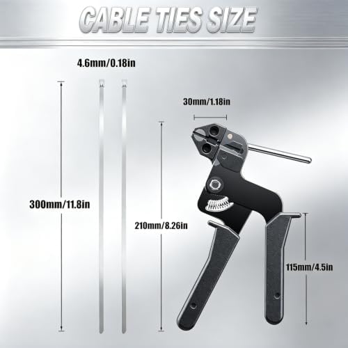 300PCS Cable Ties Kit, 11.8 Inch Heavy Duty Silver Metal Zip Ties - Image 2