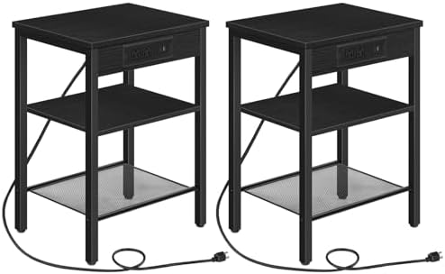 HOOBRO Side Tables with Charging Station, Small End Tables for Small Space by HOOBRO