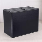 High-end PU Leather Desk Organizer File Cabinet Executive Office Supplies Desktop Filing A4 File Cabinet Stackable Storage Organizer Box with 3 Drawers (Black)… - Image 7