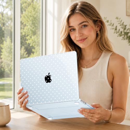 Case for 2026/2025/2024/2023 MacBook Air 15-inch Laptop Release M5 A3448 /M4 A3241 /M3 A3114 /M2 A2941, Stylish Protective Hard Shell Cover for MacBook Air 15.3 inch, Blue Polka Dots - Image 3