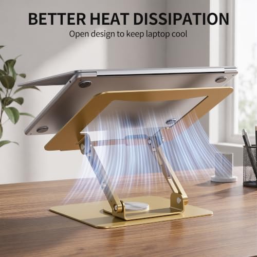 SOUNDANCE 360 Rotating Laptop Stand, Adjustable Riser,10-17", Gold - Image 5