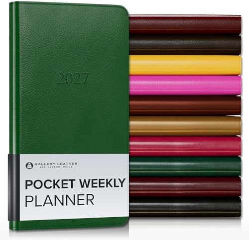 Gallery Leather Pocket Weekly Planner 2026-2027 Monhegan Emerald by GalleryLeather