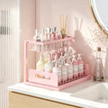REALINN Pink Countertop Organizer, 2 Tier Vanity Shelf with Sliding Drawer by REALINN