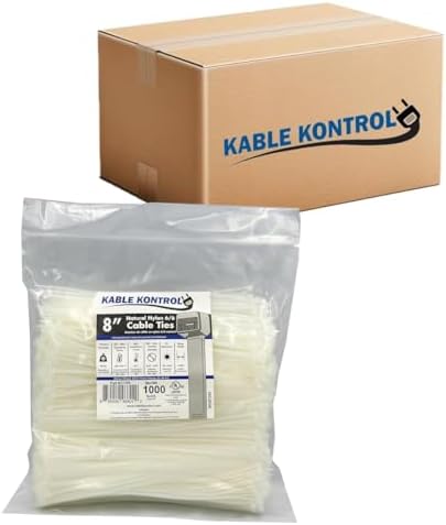 Kable Kontrol Cable Zip Ties, 8 Inch, 25000 Pcs, 18lbs Test, Natural White by KABLEKONTROL%C2%AE