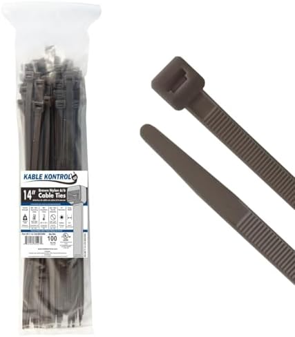 Kable Kontrol Cable Zip Ties, 14 Inch, 100 Pcs, HD 120lbs Test, Brown by KABLEKONTROL%C2%AE