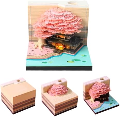 3D Calendar 2027, Tear-Away Desk Calendar, Paper Art Memo Pad, LED Light (Cluster of flowers) by Unknown