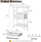 VENNQD Large Printer Stand with Storage Fabric Drawer Under Desk Printer Table with Wheels for Home Office, Printer Cart fit Fax Machine Scanner (White, 3 Tiers) - Image 6