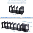 Adjustable Vertical File Sorter Sturdy Plastic Expandable Upright File Holder, Desktop Binder Organizer, School Office File Organizer Bookshelf Divider, Assemble Easily Endlessly, Black - Image 2