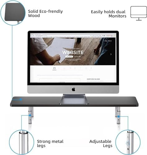 suptek Dual Monitor Stand Riser,Large Monitor Laptop Stand Riser 3 Adjustable Heights Computer Stand for Laptop, Printer, Notebook(MST016L) - Image 2