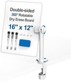 16x12 Clamp-On Desk Whiteboard, Double Sided Magnetic Dry Erase Memo Board by KOKSRY