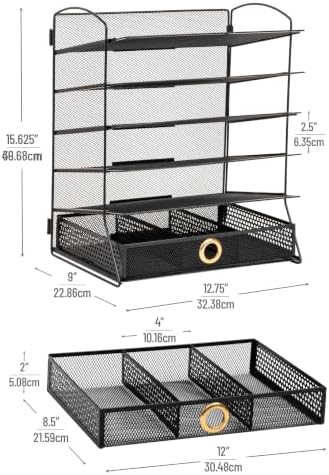 Mind Reader 5 Tier Desk Organizer, Black - Image 3