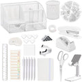 Office Supplies,Desk Accessories,Stapler and Tape Dispenser Set,1000 Staples,Staple Remover,Pen Holder,Folding Phone Holder,Journal Notebook,Ballpoint Pen,Scissor,Ruler,Clear Tape,Sticky Notes,Ect by musejoy
