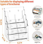 FUCDTEFC 2 Pack Acrylic Brochure Holder 8.5x11 & 4 x9 Inches, Clear 4 Tier Magazine Holder Brochure Display Stand w Removable Divider, Literature Pamphlet Flyer Holder for Wall Mount or Countertop - Image 2