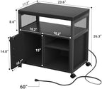 Unikito Lateral File Cabinet, Locking Office Printer Stand with Sockets and USB Charging Ports, Modern Rolling Printer Desk with Storage for A4, Letter Size and File Folders, Black - Image 3