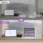 5 Tier Wood Desk Organizer, Paper Organizer for Desk, Purple - Image 6