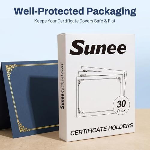 SUNEE Certificate Holders(Navy Blue, 30 Packs), Diploma Covers Gold Foil Border, for Letter Size 8.5x11 Certificates, Cardstock, Document Papers - Image 6
