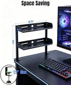 Yuxh Clamp on Desk Shelf 2‑Tier, Black, Large - Image 2