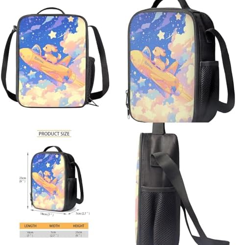 Unisex School Backpack 4Pcs, Cartoon Travel Daypack & Pencil Case & Lunch Bags & Cup Sleeve Lightweight Portable for Kids Teen Star Dog Print - Image 4