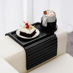 GHKINMAL Couch Arm Tray with Cup Holder,Fits Arm 6.3"+Wider,Black Bamboo by GHKINMAL