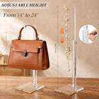 3-Pack Acrylic Purse Display Stands, 14"-24" Adjustable Handbag Holder - Image 5