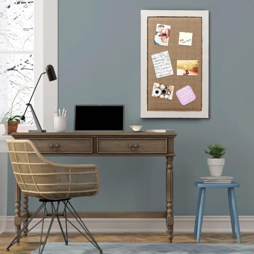 SOFE 18x29 White Linen Bulletin Board, Farmhouse Wood Frame Decor - Image 5
