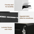 2 Drawer Mobile Low Profile File Cabinet with Lock and 4 Keys - Image 4