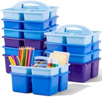 Kathfly 12 Pack Classroom Caddy Organizer with Handle Bulk, Blue by Kathfly