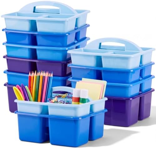 Kathfly 12 Pack Classroom Caddy Organizer with Handle Bulk, Blue by Kathfly