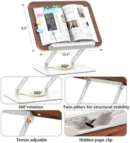 2-in-1 Adjustable Floor & Desktop Music Book Stand, White - Image 2