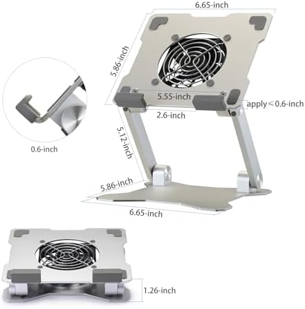 Surface Pro Stand, iPad Cooler,Aluminum Cooling Pad,Sturdy Tablet Stand Holder with Quiet Fan for Microsoft Surface Tablets,iPad Series,Samsung Galaxy Tabs-Up to 15-in Tablets - Image 3