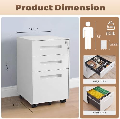 Approgreent Fully Assembled Home Office Filing Cabinet with Lock - Image 3