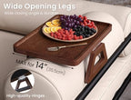 2 Pack Bamboo Couch Arm Tray,Folding Sofa Armrest Table(Brown) - Image 3