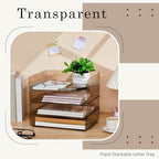 Harloon 4 Tier Paper Organizer Clear Gray Letter Tray Acrylic File Tray - Image 5