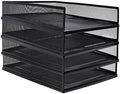 A3 Metal Letter Tray, 2pcs/4pcs/6pcs, Stackable Paper Tray, Metal Mesh Desktop Organizer, File Document Storage Rack for Home, Office, School, Black/White, Horizontal/Vertical (4, Vertical,Black) by Unknown
