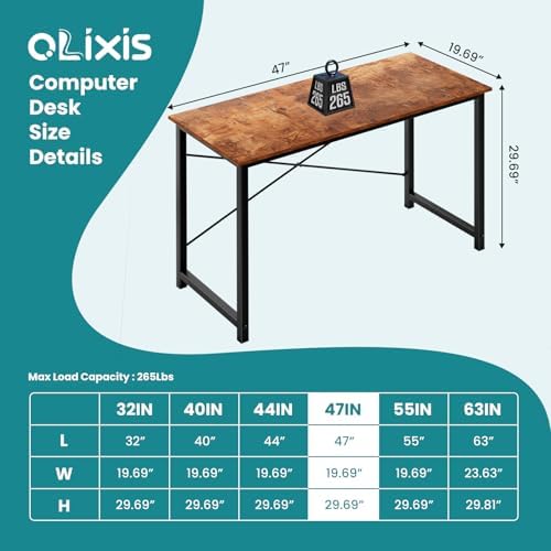 OLIXIS Computer Desk, Home Office Desk, Study Table 47 Inch - Image 3