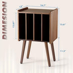 2BHOME Wooden Record Player Stand, Vinyl Record Storage Holder Table with 4 Cabinets, Holds up to 100 LPs, Metal Organizer Stand, Classical Design for Files/Book (Walnut, 2 Tier) - Image 6