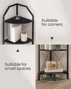 CHOEZON 5-Tier Corner Shelf, Industrial Corner Bookshelf, 59.4" Corner Storage Stand, Plant Stand Display Shelf, Corner Bookcase for Bedroom, Living Room, Home Office, Black TCJ10BB - Image 3