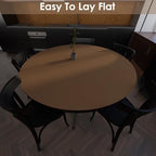 Round Table Pad, 1.8mm Thick, Dia.54 Inch, Leather Table Cover, Dining Table Protector, Table Top Protector (Dia.54, Mud Color + Champagne Gold) - Image 5